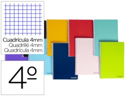 Cuaderno espiral Liderpapel Smart 4º tapa blanda 80h 60g c/4mm. colores surtidos